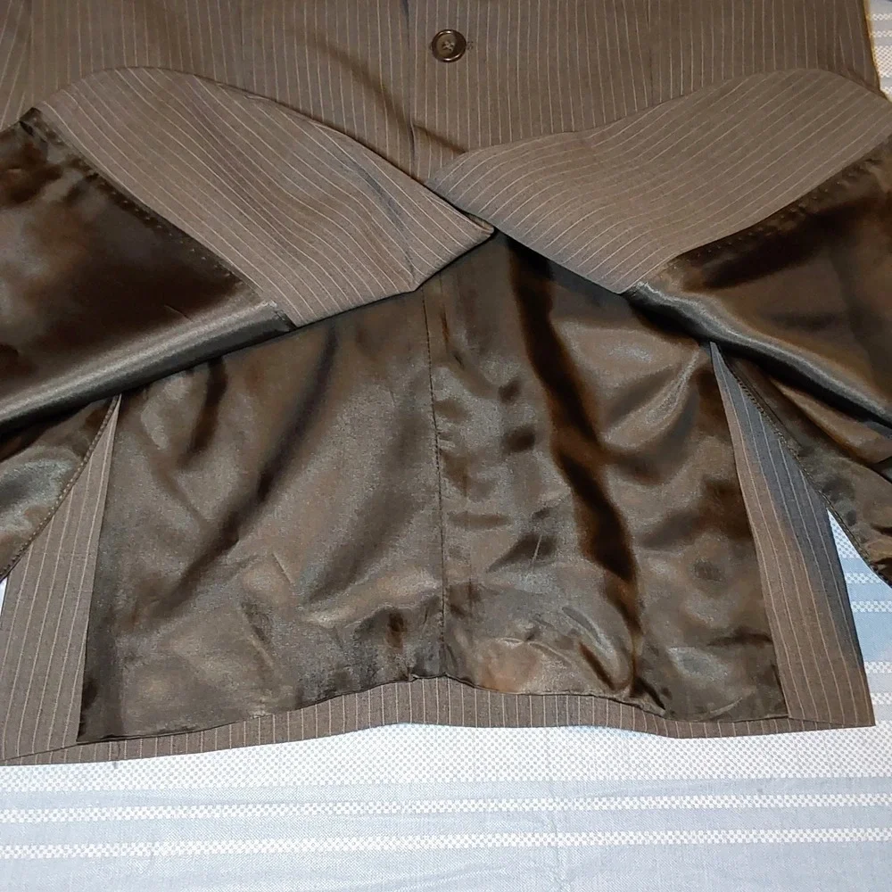 Banana Republic Blazer Mens‎ 42R Gray Pinstripe Surgeon Cuff Sport Coat Jacket